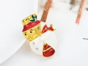 Weihnachten Schneemann Brosche Legierung Emaillierte Strass Mode Schmuck Winter Anstecknadel
