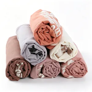 Elegant chiffon hijab scarf with delicate embroidery edge, soft breathable long wrap.
