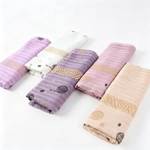Femme fin foulard imprimé dorure élégant hijab décontracté voyage écharpe châle.