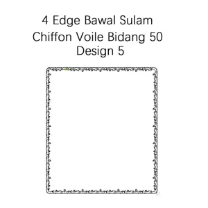 Geborduurde chiffon voile vierkante sjaal ontwerp 5, elegante 4 rand bawal sulam hoofddoek sjawl.