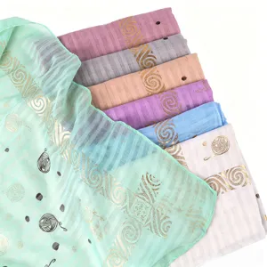 Femmes Mode Décontracté Voyage Longue Écharpe Léger Polyester Impression Bronzage Foulard Châle Enveloppement Hijab Accessoires