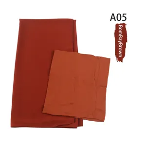 Matching Chiffon Hijab And Modal Inner Cap Set Red Brown Muslim Headscarf Apparel Accessories
