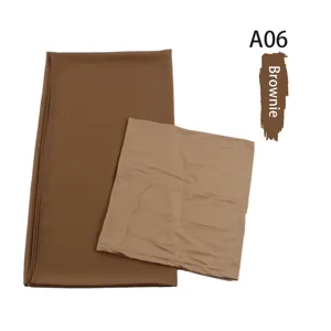 Chiffon hijab and undercap set detail view, modal long scarf style in Brownie color.