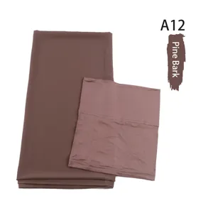Chiffon Hijab Scarf Set with Inner Cap Pine Bark Color Detail View Muslim Headwear