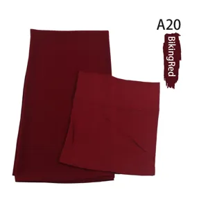 Burgundy chiffon hijab and inner cap set, modal long scarf for daily modest wear A20.