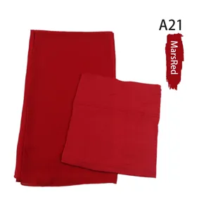 Red chiffon hijab and inner cap set, modal long scarf for comfortable daily wear.