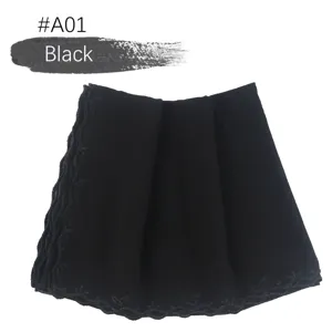 Zwarte chiffon kant hoofddoek detail, prachtige geborduurde rand sjaal voor vrouwen.