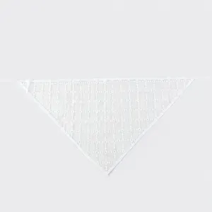 White lace triangular headscarf, vintage grid pattern hair bandana for women and girls daily styling.