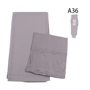 Chiffon hijab scarf and modal under cap set detail view, elegant grey color matching.