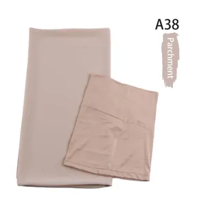Chiffon headscarf and inner cap detail view, matching color modal hijab set in parchment.