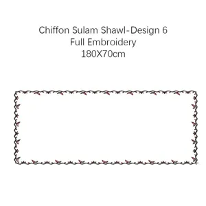 Chiffon Sulam Sjaal Volledige Borduurwerk 180x70cm Moslim Hijab Doek Maleisië Mode Ontwerp