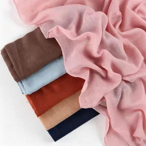 Écharpe unie en coton et lin légère et respirante foulard carré multicolore élégant