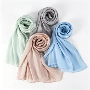 Shimmer crinkle hijab long scarf set, elegant lightweight Muslim headscarf for women.