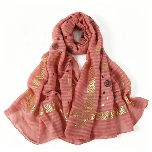 Femme élégant rose feuille imprimé foulard léger loisir voyage mode hijab châle