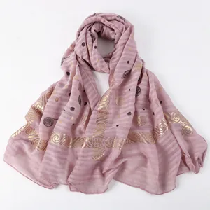 Rose léger marquage à chaud imprimé foulard femmes élégant voyage loisirs hijab écharpe