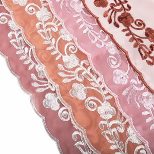 Solid color embroidery chiffon long scarf lightweight breathable shawl for women fashion daily wear