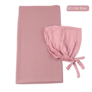 Chiffon hijab en gebonden muts set, comfortabele lange sjaal in Maleisische stijl.