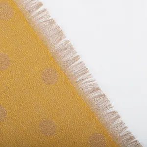 Women's long metallic jacquard polka dot scarf rayon fringed shawl yellow wrap stylish accessory