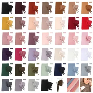 Mooie chiffon hoofddoek en muts set met lange sjaal in vele mooie effen kleuren.