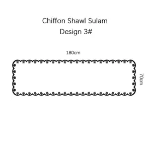 Panuelo de gasa Sulam con elegante borde de encaje 180x70cm para moda de mujer elegante