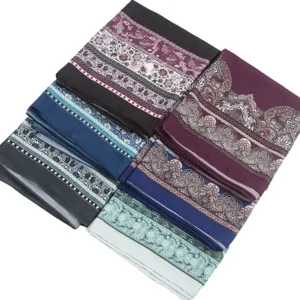 Printed chiffon headscarf set, breathable soft vintage paisley hijab for women spring summer.
