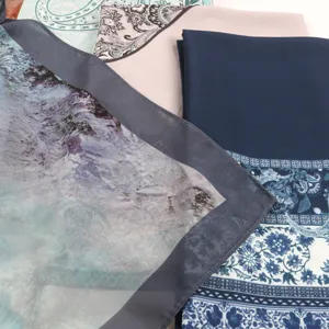 Bohemian printed chiffon scarf set, stylish lightweight summer sun protection shawl for women.