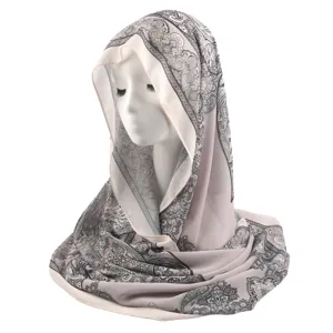Elegant printed chiffon hijab and shawl for women, bohemian style lightweight sun protection scarf.