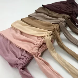 Gorro interior elástico de modal color sólido pañuelo ajustable bufanda hiyab nueva