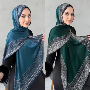 Women Fashion Printed Chiffon Scarf Lightweight Breathable Soft Long Headscarf Beach Shawl Daily Wear Accessories