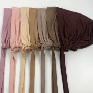 Gorro bajo hijab de modal elástico de color liso ajustable transpirable suave cómodo para mujer