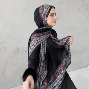 Malaysia printed chiffon hijab scarf, breathable soft lightweight head wrap for women.