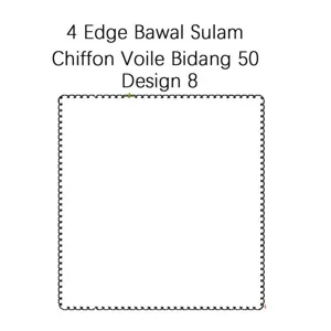 Women Chiffon Voile Bawal Sulam Square Scarf 4 Edge Embroidered Hijab Head Wrap Design 8