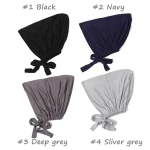 Gorra bajo hijab de modal lisa ajustable con cintas detalle cuatro colores disponibles