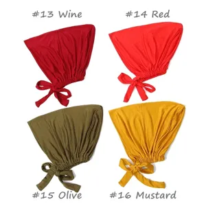 Gorro elástico de modal con lazo liso pañuelo interior hijab ajustable cabeza.