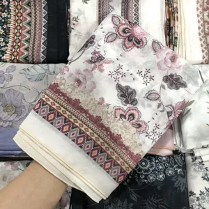 Floral print square scarf lightweight cotton voile hijab fashion muslim headwear size 110cm