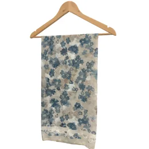 Floral print voile headscarf, soft sun protection hijab, elegant square scarf for women.