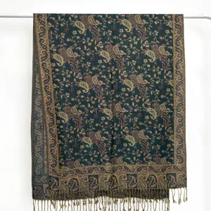 Classic imitation cashmere jacquard paisley tassel long scarf, elegant four seasons fashion shawl.