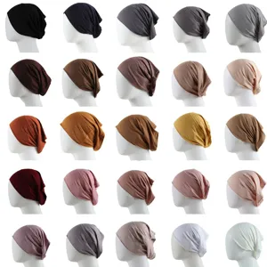 Solid color modal under cap hijab bonnet high elasticity breathable daily wear head cover multi color