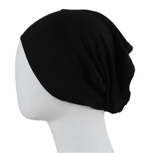 Detailed side view of the black under-cap, showing stretchable fabric and fit.