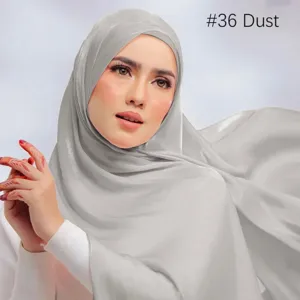 Solid color island satin crinkle long hijab scarf, breathable and cooling for daily wear.