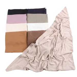 Sciarpa triangolare in modal morbido traspirante tinta unita cotone elasticizzato hijab dettaglio