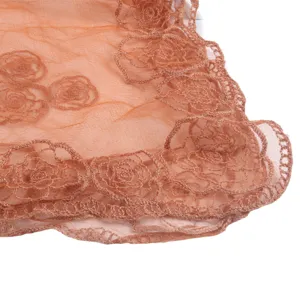 Elegante mesh sjaal met rozenborduurwerk ademende lichte hoofddoek hijab accessoire