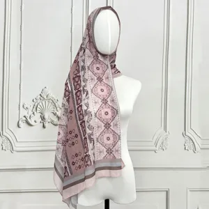 Women printed chiffon scarf ethnic style geometric shawl beach sunscreen headscarf