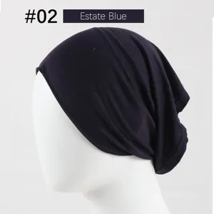 Modal solid color tube cap base cap high elasticity women scarf cap dark blue variant