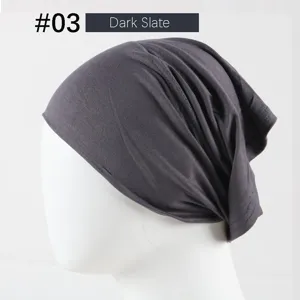 Modal solid color beanie hat in dark slate for women, highly elastic and comfortable daily wear.