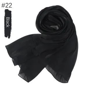 Solid color crinkled long scarf hijab, breathable lightweight black shawl for women.