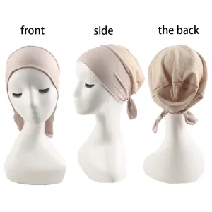 Women breathable mesh turban cap solid color casual headwear daily detail view