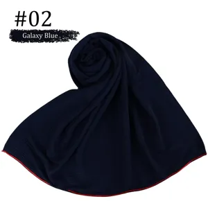 Solid striped mercerized cotton head scarf with red edge, breathable and elastic, detailed view.