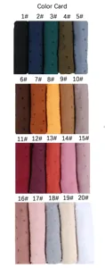 Detail shot of solid color lightweight crinkled cotton linen scarf hijab color card #1-#20