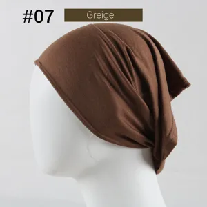 Solid color modal under cap for women, breathable stretch tube hijab cap in Greige color #07.